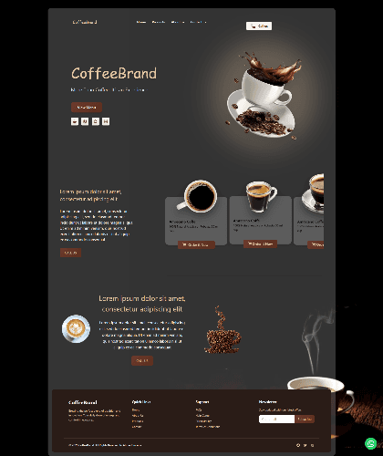 Coffee brand landing page hero section