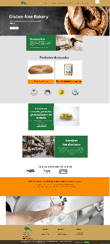 Gluten-free bakery brand corporate website homepage