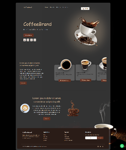 Coffee brand landing page hero section